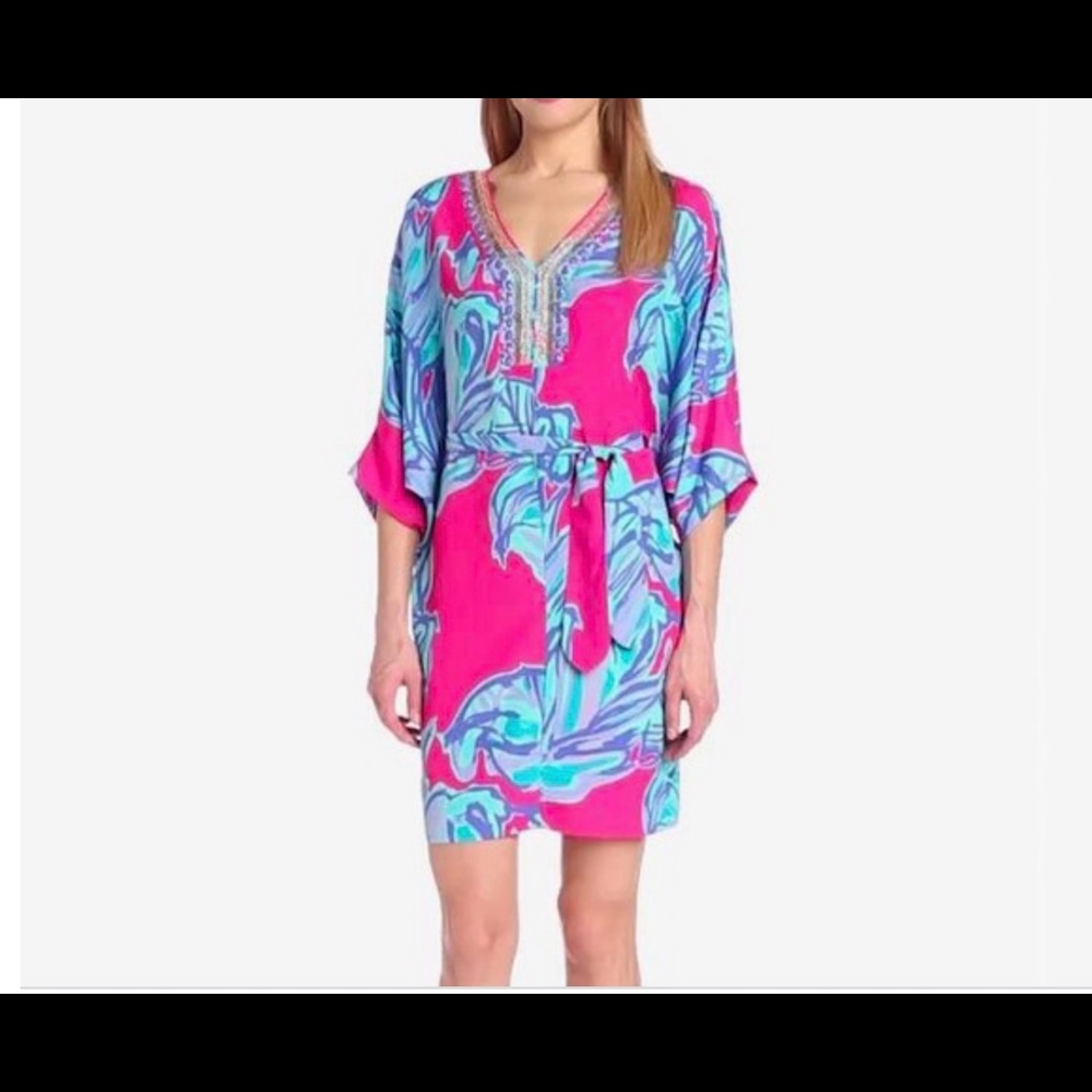LILY PULITZER CAFTAN WILDA PINK SWAY SMALL EUC
